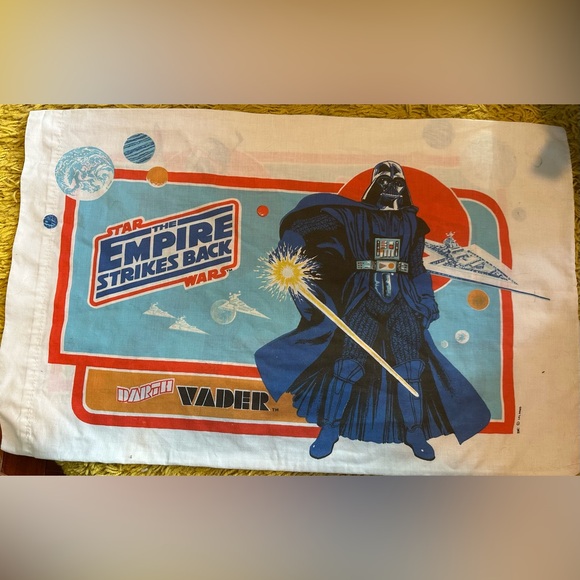 Vintage 1980s Star Wars Empire Strikes Back Pillow Case Boba Fett + Darth Vader - Picture 2 of 2